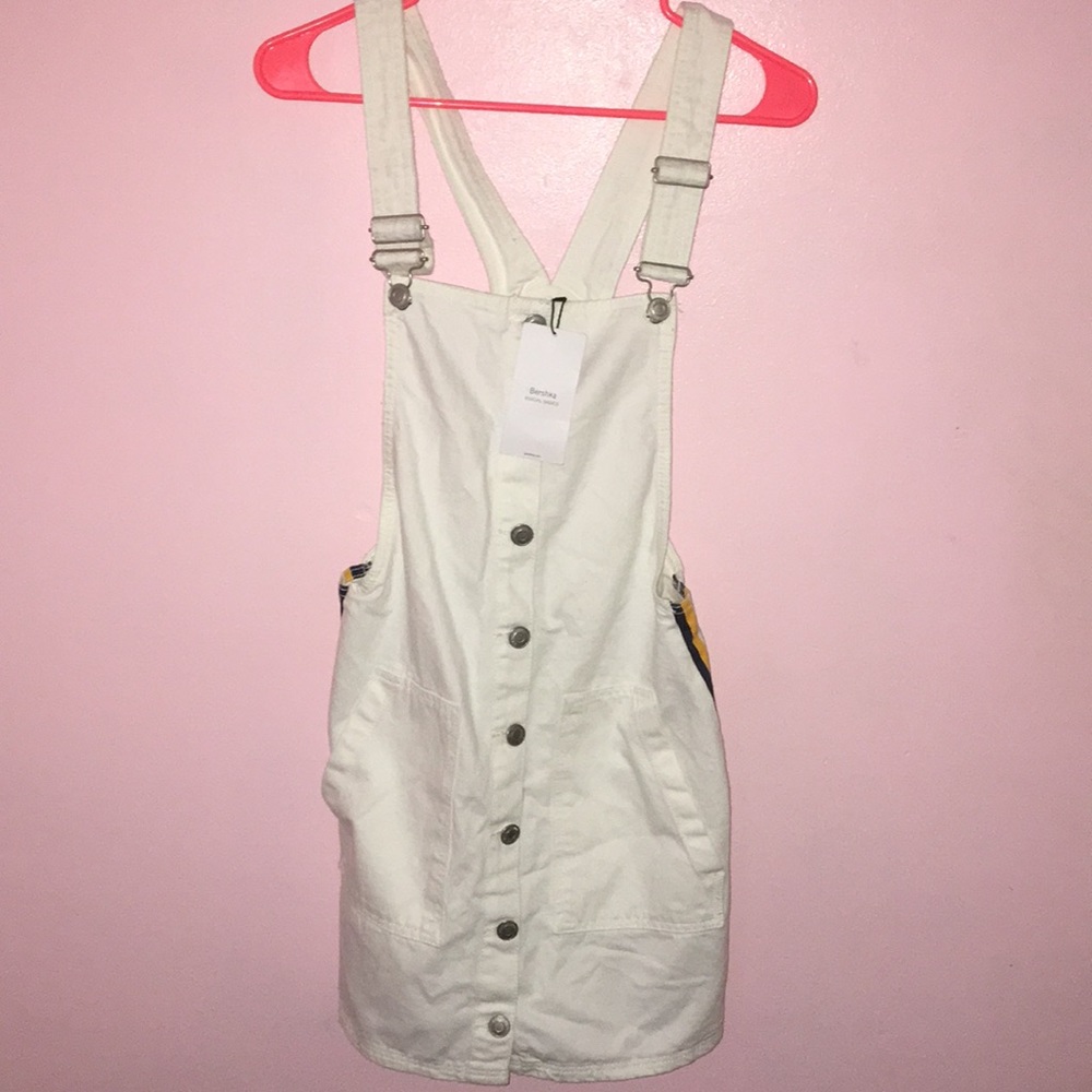 BERSHKA - NWT - white skirt overalls